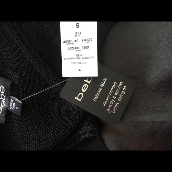 Bebe Black Hi Low Tank Top Razorback Sz Small NEW - Picture 6 of 8